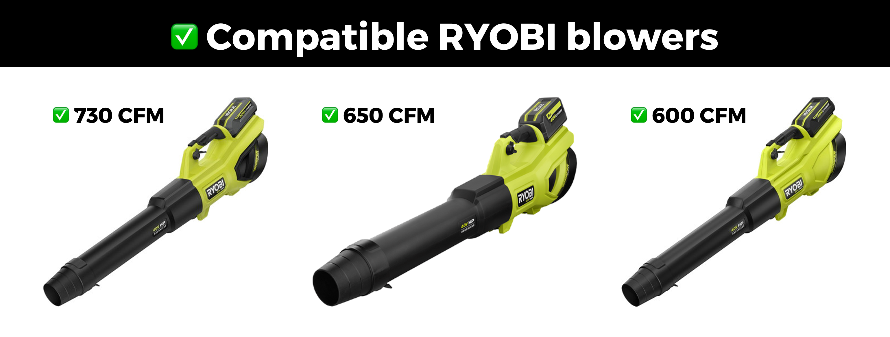 Stubby Nozzle Co. STUBBY® Car Drying Nozzle for RYOBI 730, 650, & 600 CFM Leaf Blowers product closeup - auto detailing equipment