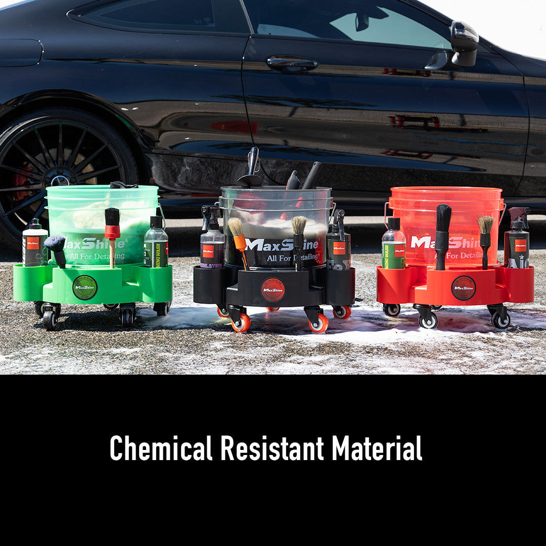 Rolling Bucket Dolly The Rolling Bucket Dolly is your car washing hero. This handy caddy boasts 360-degree swivel wheels for effortless maneuvering, holding