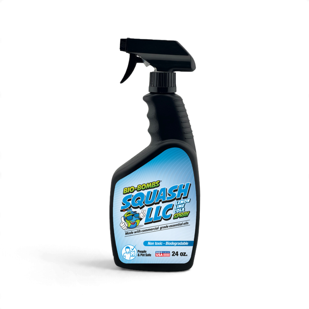 That Detail Shop Bio-Bombs Squash LLC air freshener spray bottle for vehicle interior detailing and scent finishing.