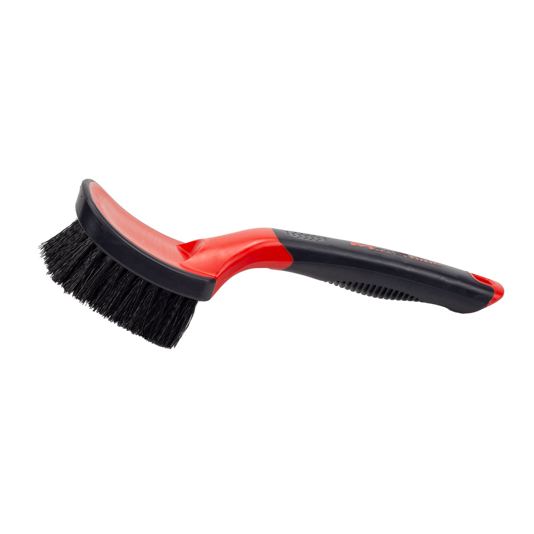MaxShine Soft Grip Heavy Duty Tire Brush with Short Handle The coarse bristles of MaxShine’s Soft Grip Heavy Duty Tire Brush help break down stains on carpets