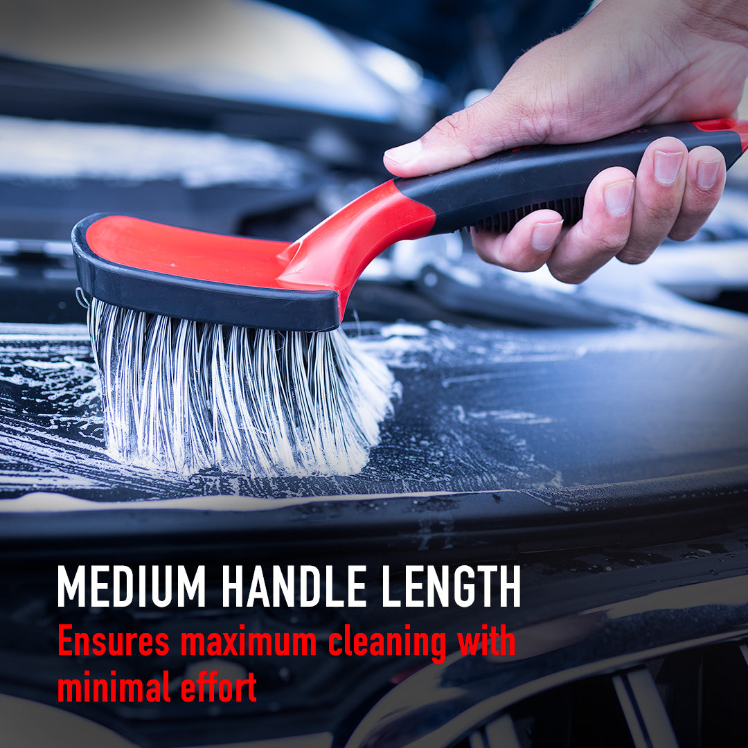 Rim Cleaning Brush - Ergonomic Design: Soft Grip, Safety Bumper, Easy Handle The rim cleaning brush, made of PET and PBT(light duty), produces the best result