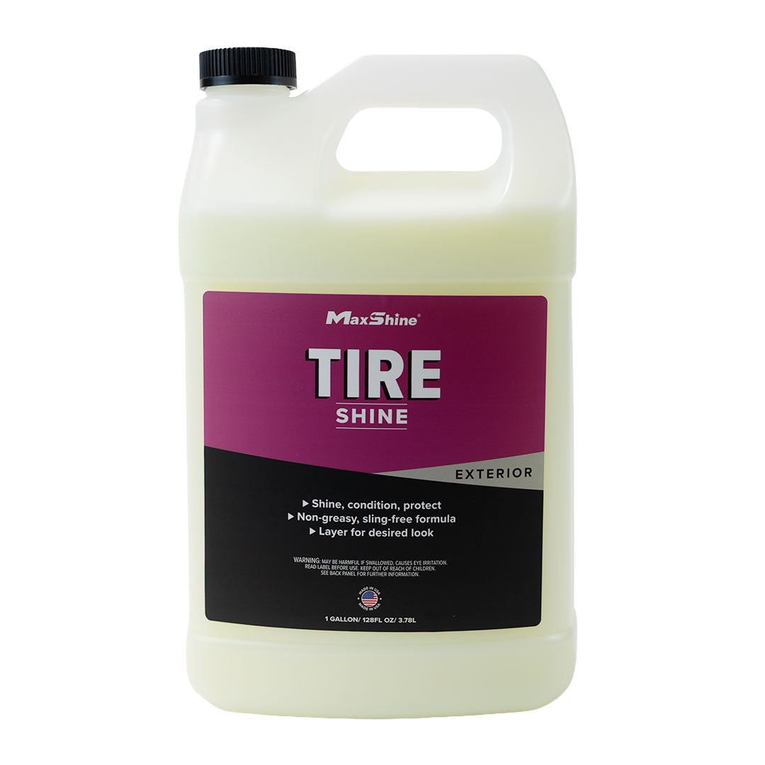 Tire Shine Brilliant Shine and Tire Protection Tire Shine achieves the perfect look and protection for your tires. It delivers a long-lasting, glossy finish
