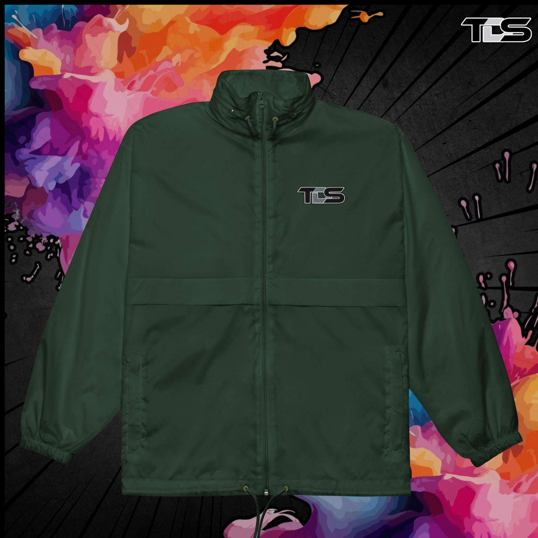 That Detail Shop Windbreaker in Forest Green Mock Up Image. The Best Detailing Jacket for Auto Detailing.