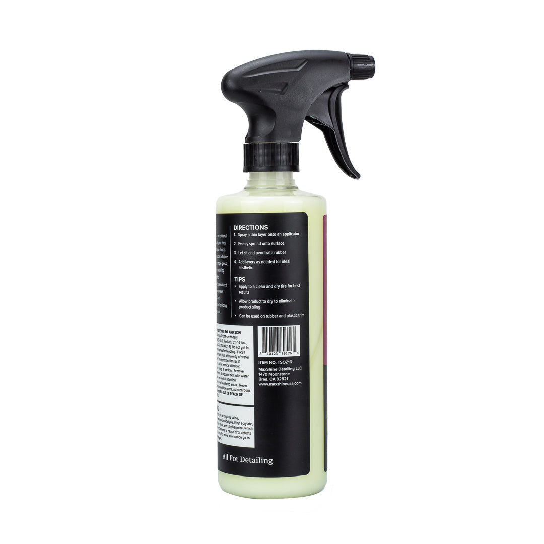 Tire Shine Brilliant Shine and Tire Protection Tire Shine achieves the perfect look and protection for your tires. It delivers a long-lasting, glossy finish
