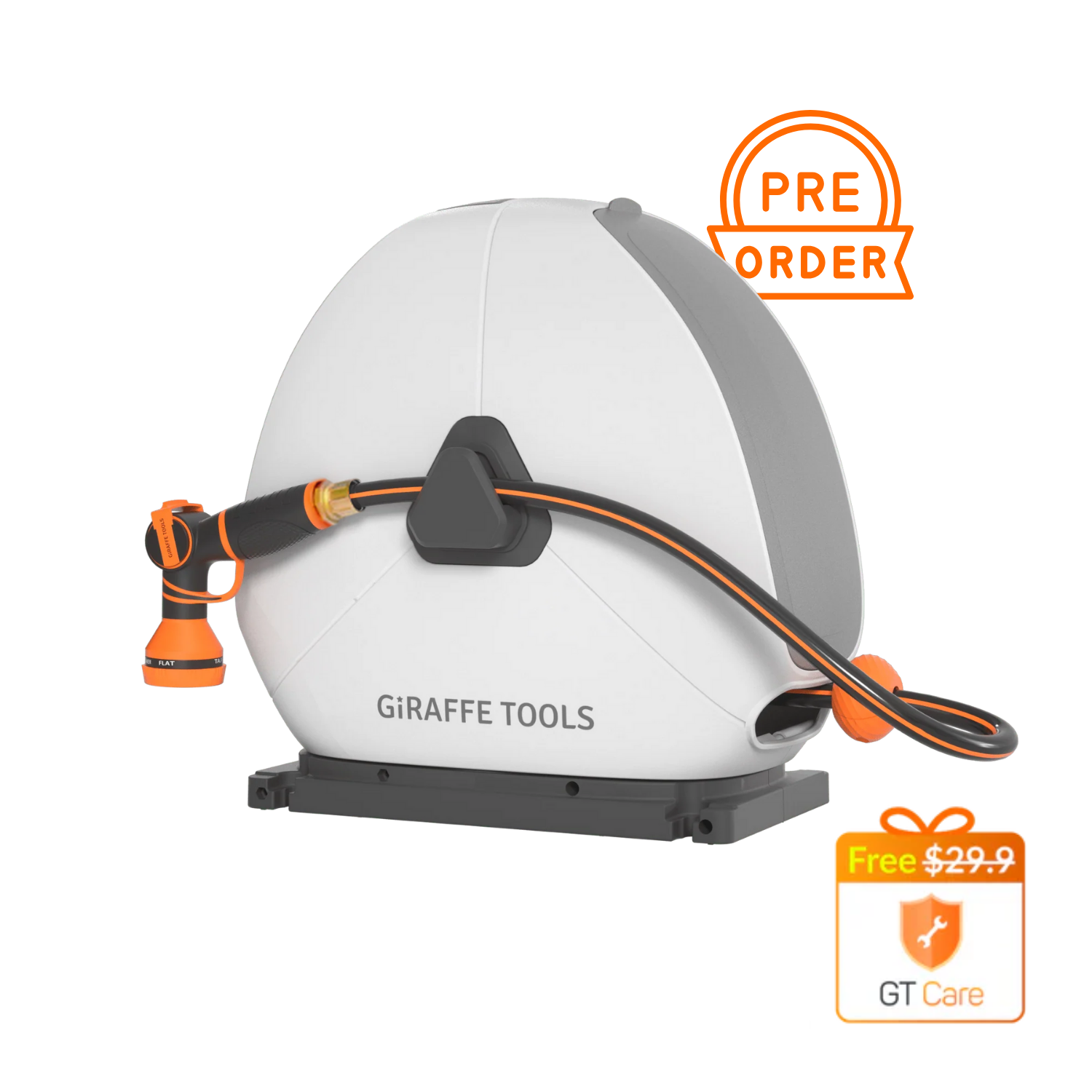 Enjoy no-drill, auto-rewind watering with the Giraffe Tools Ground-Mounted Retractable Hose Reel. Perfect for lawns, patios, and concrete—tidy, durable, and
