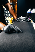 Blackline Car Care BLACKLINE® PET HAIR BRUSH in use - professional detailing application