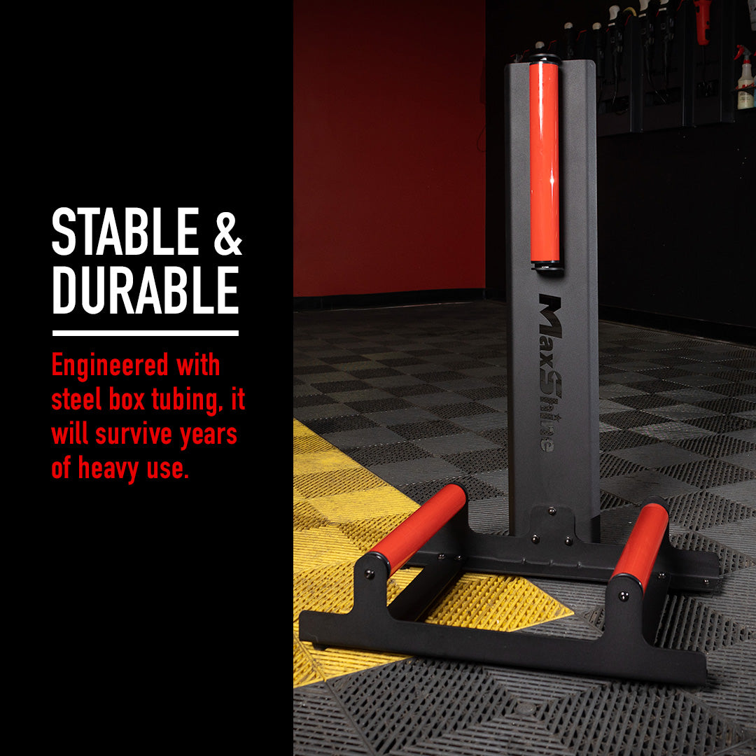 Wheel Stand Tire Roller Easy Wheel Cleaning, Coating, and Polishing The Wheel Stand Tire Roller is a system designed to make cleaning, polishing, and