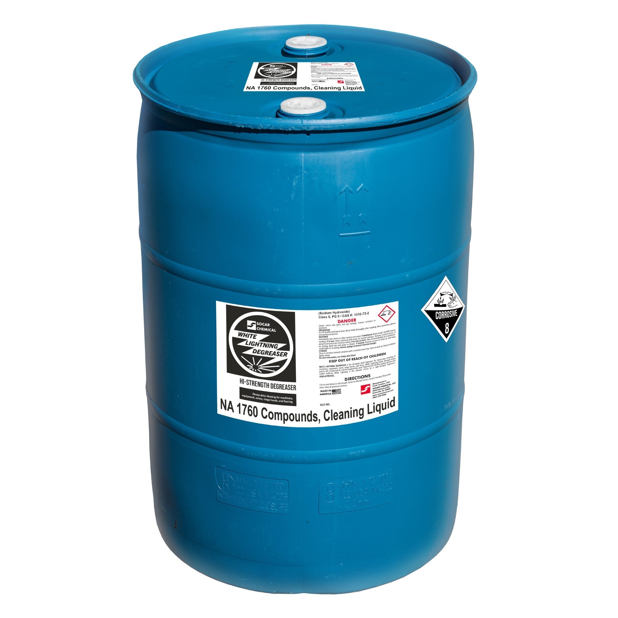 White Lightning Degreaser The most powerful of the SOCAR alkali degreaser formulas. White Lightning blasts its way through heavy grease, dirt, compacted oil