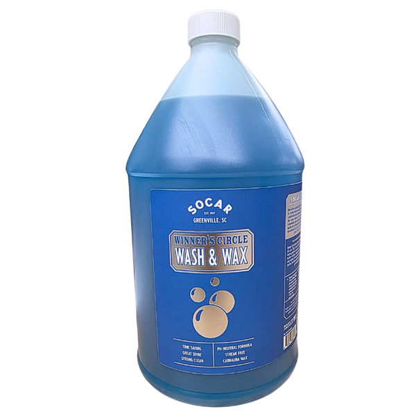 Wash n Wax is a neutral pH detergent with emulsifiers that provide excellent cleaning and rinse ability. Contains Carnauba Wax to repair normally occurring