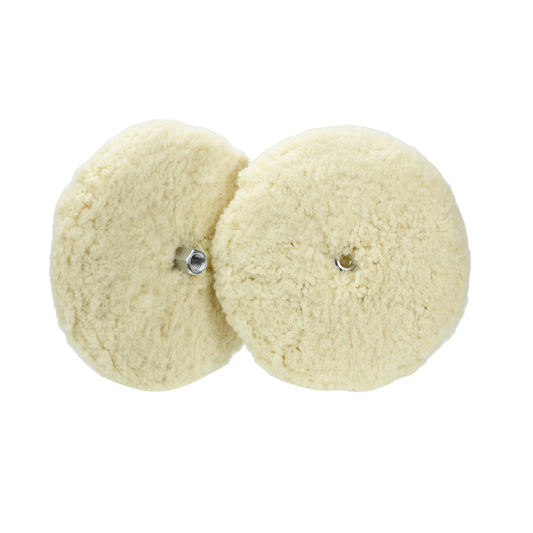 Wool Buffing Pads 9in Pads for Rotary Polisher Rotary Wool Buffing Pads are constructed from 100% Australian wool which effortlessly tackle heavy swirling