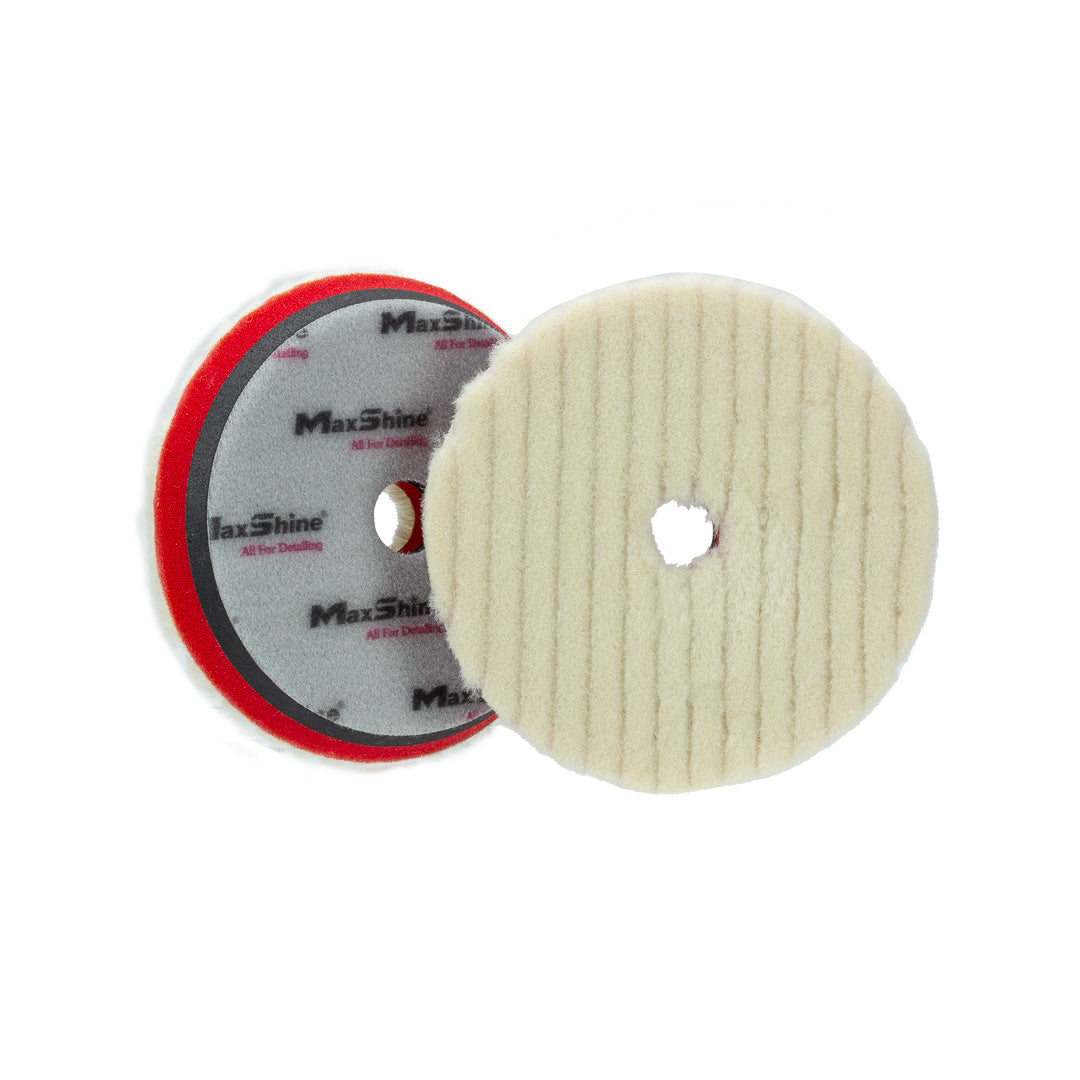 Maxshine Wool Cutting Pads Rubber Backed - 3in, 5in, 6in in use - professional detailing application