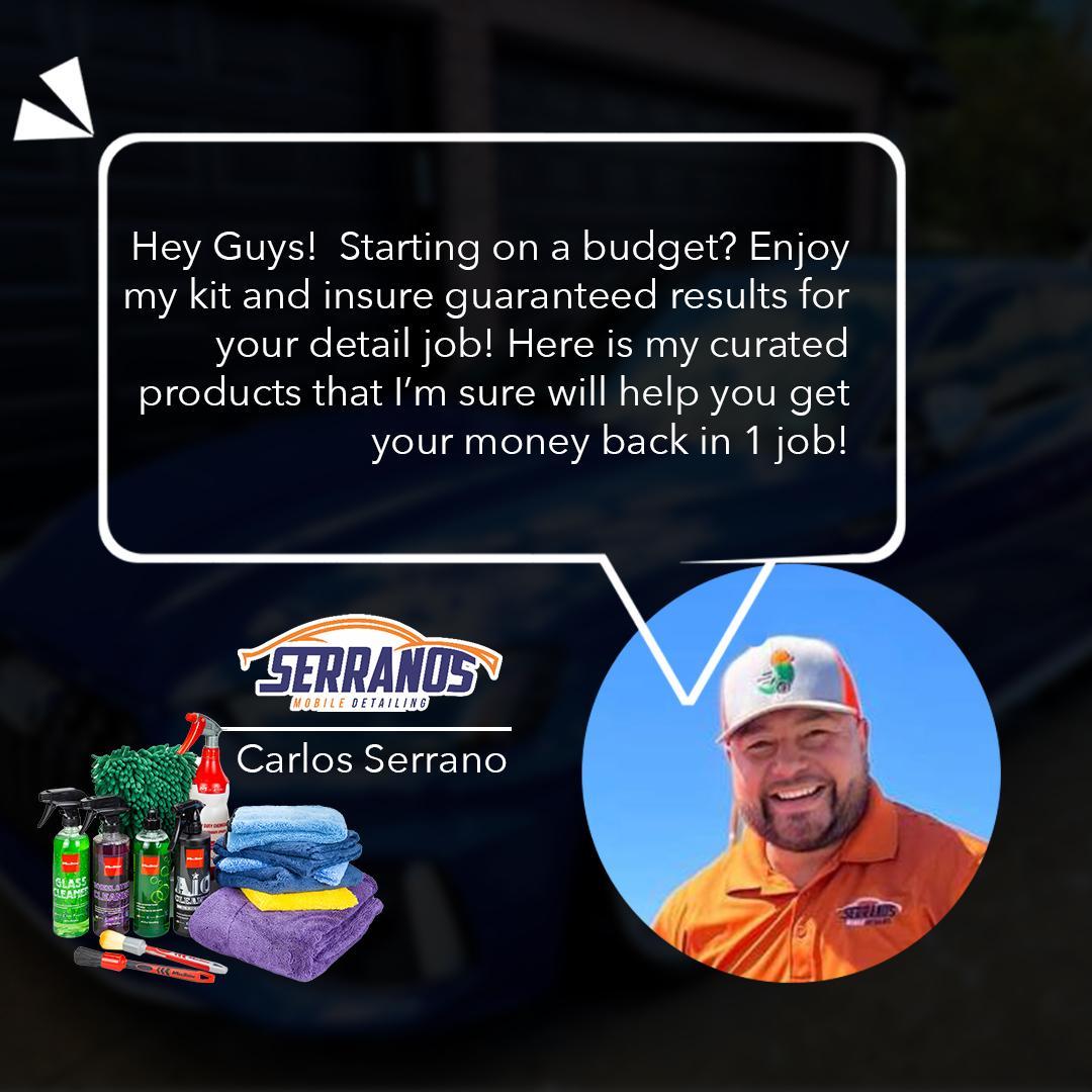 MaxShine Serrano's Mobile Detailing Car Cleaning Kit Serrano’s Mobile Detailing brings you a starter car cleaning kit that takes your car’s appearance to the