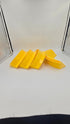 Four yellow Hozeez hose guides shown from a side angle