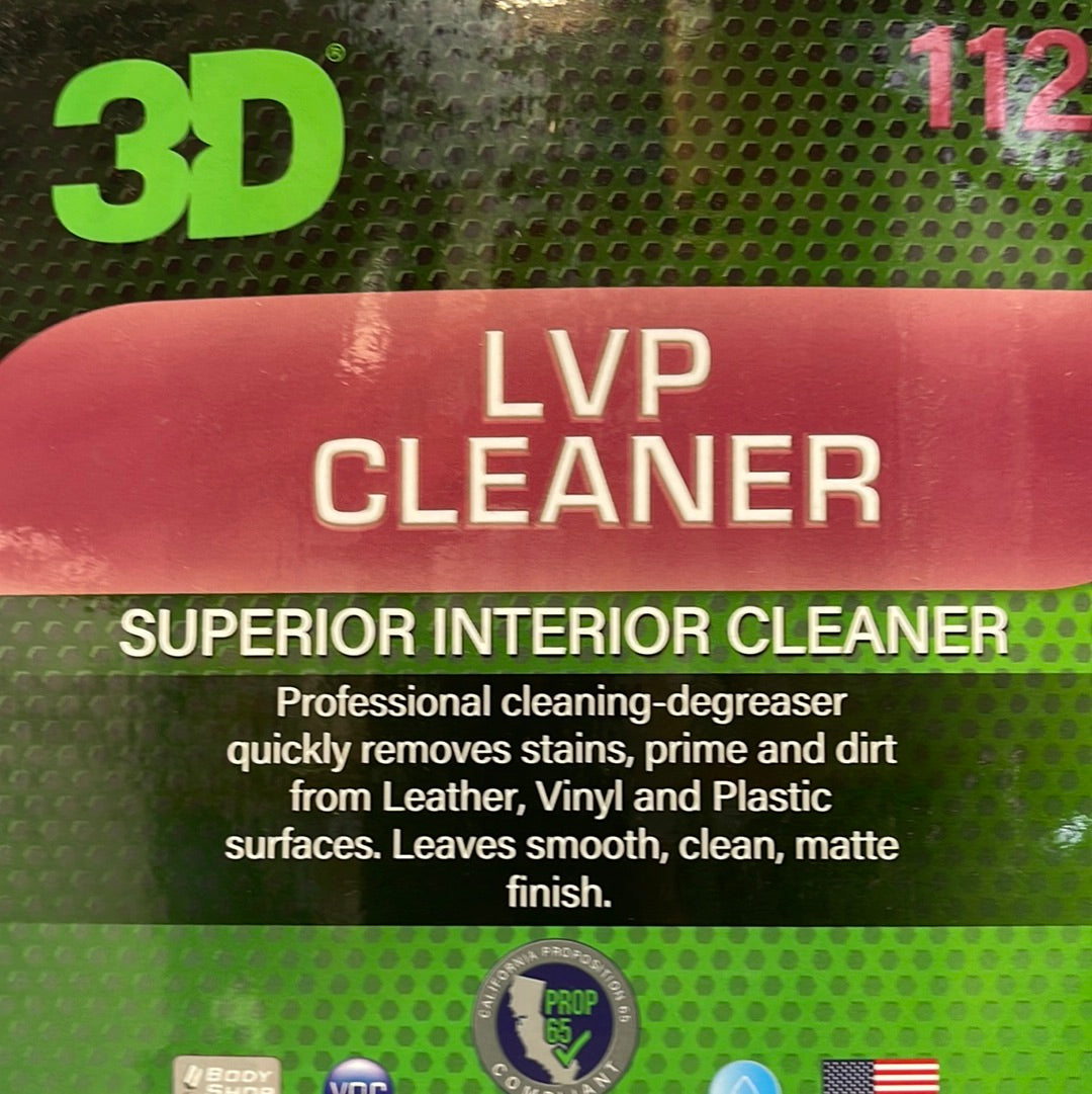 3D LVP Interior Cleaner 5 Gallons - product label close-up