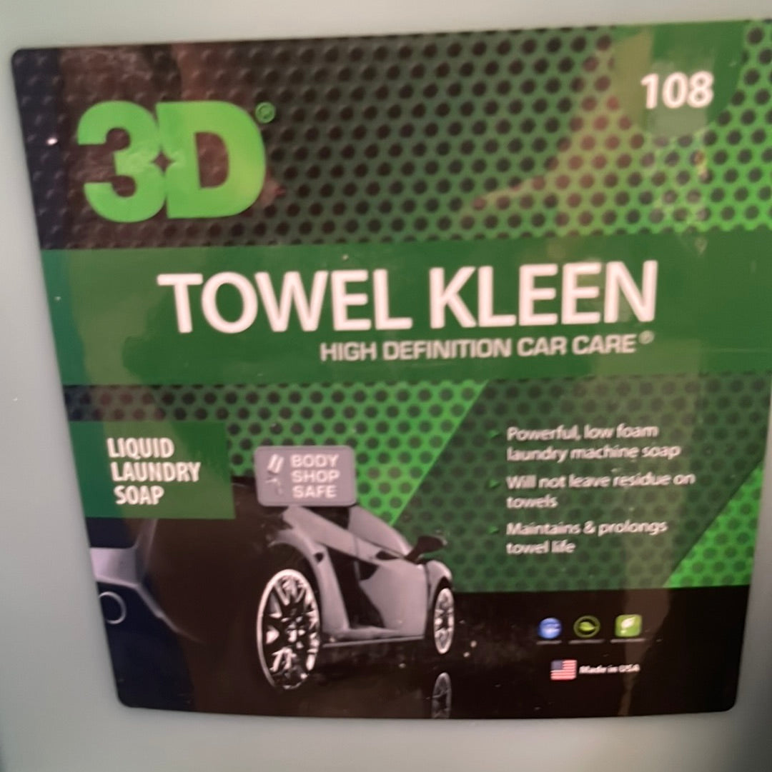 3D Towel Kleen Microfiber Detergent 5 Gallons - product label close-up