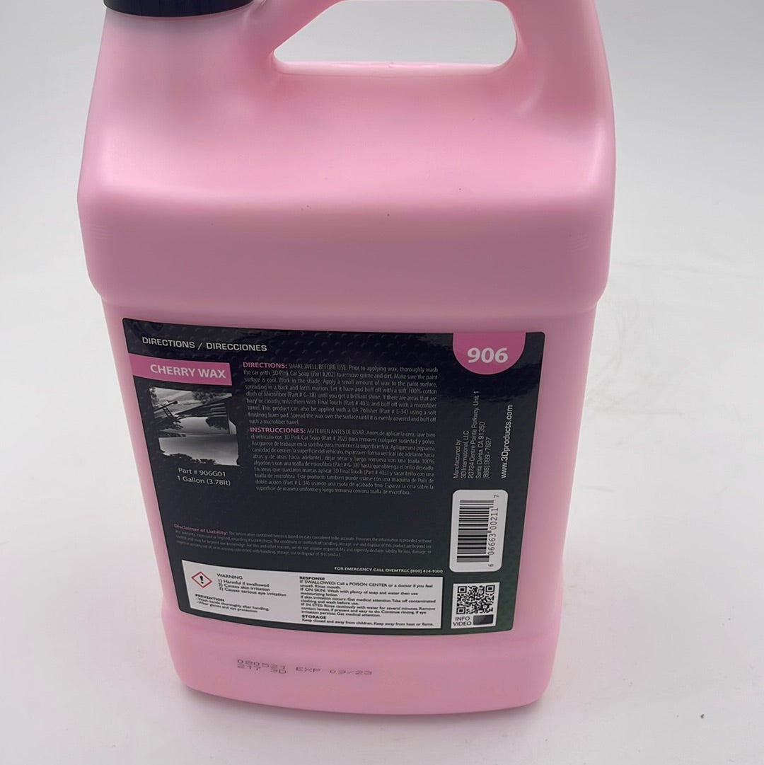 3D Cherry Wax 1 Gallon - back label and directions