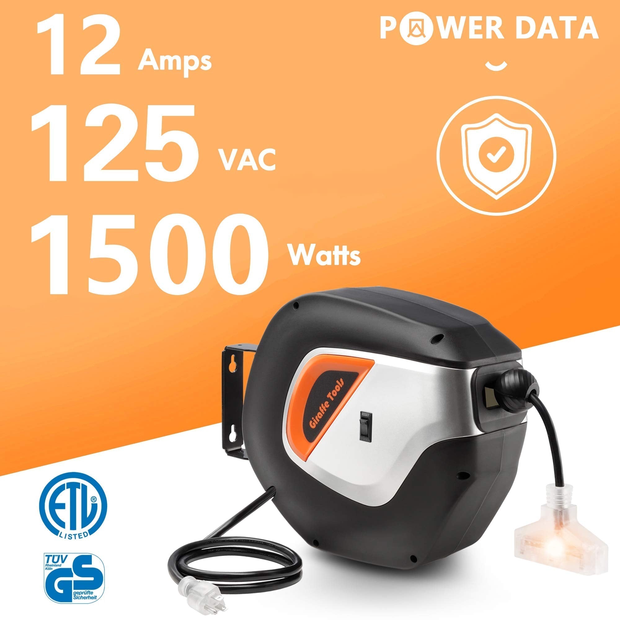 This extension cord reel is constructed of hard impact polypropylene enclosed spring-driven and has slow retraction technology and auto guide system.