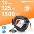 This extension cord reel is constructed of hard impact polypropylene enclosed spring-driven and has slow retraction technology and auto guide system.