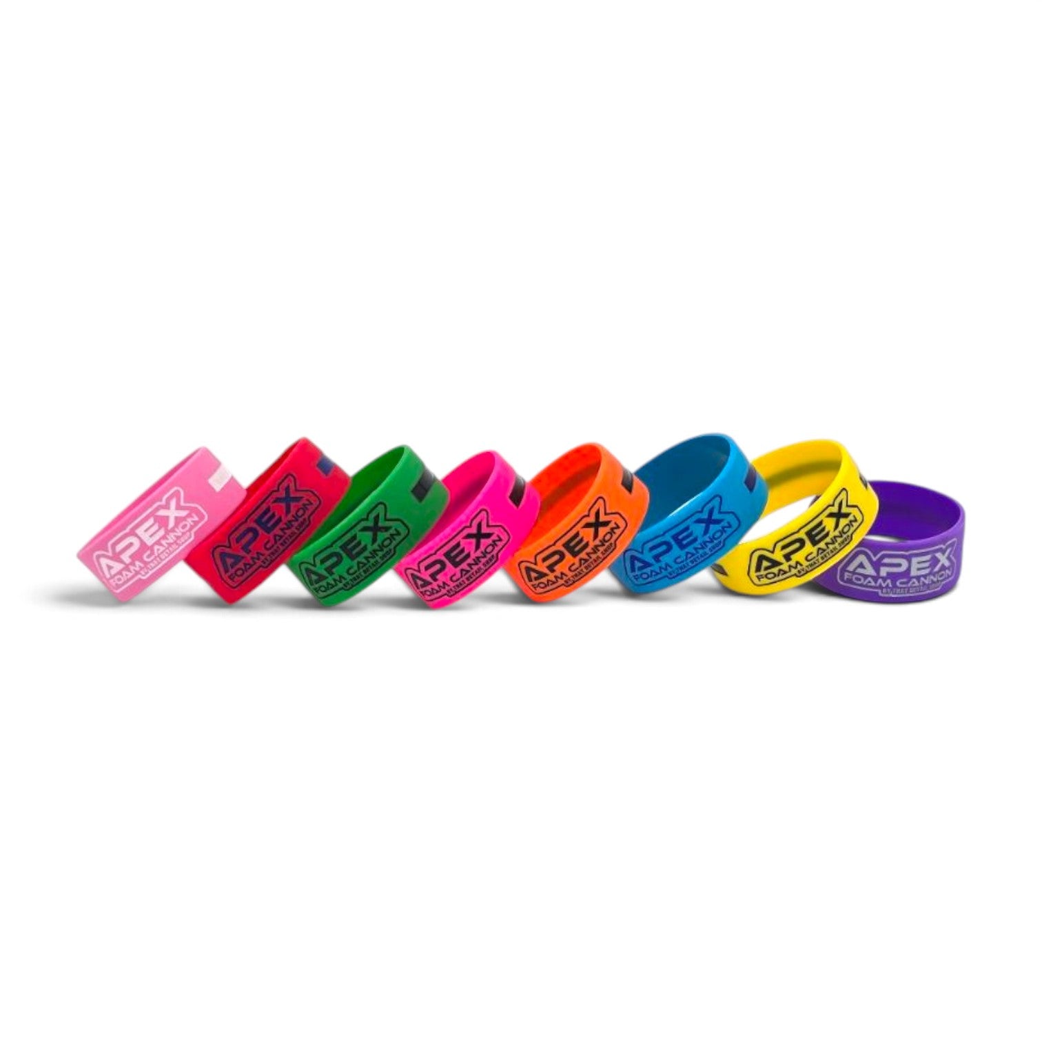 That Detail Shop Apex Foam Cannon silicone identification bands in a variety of bright colors for pressure washers