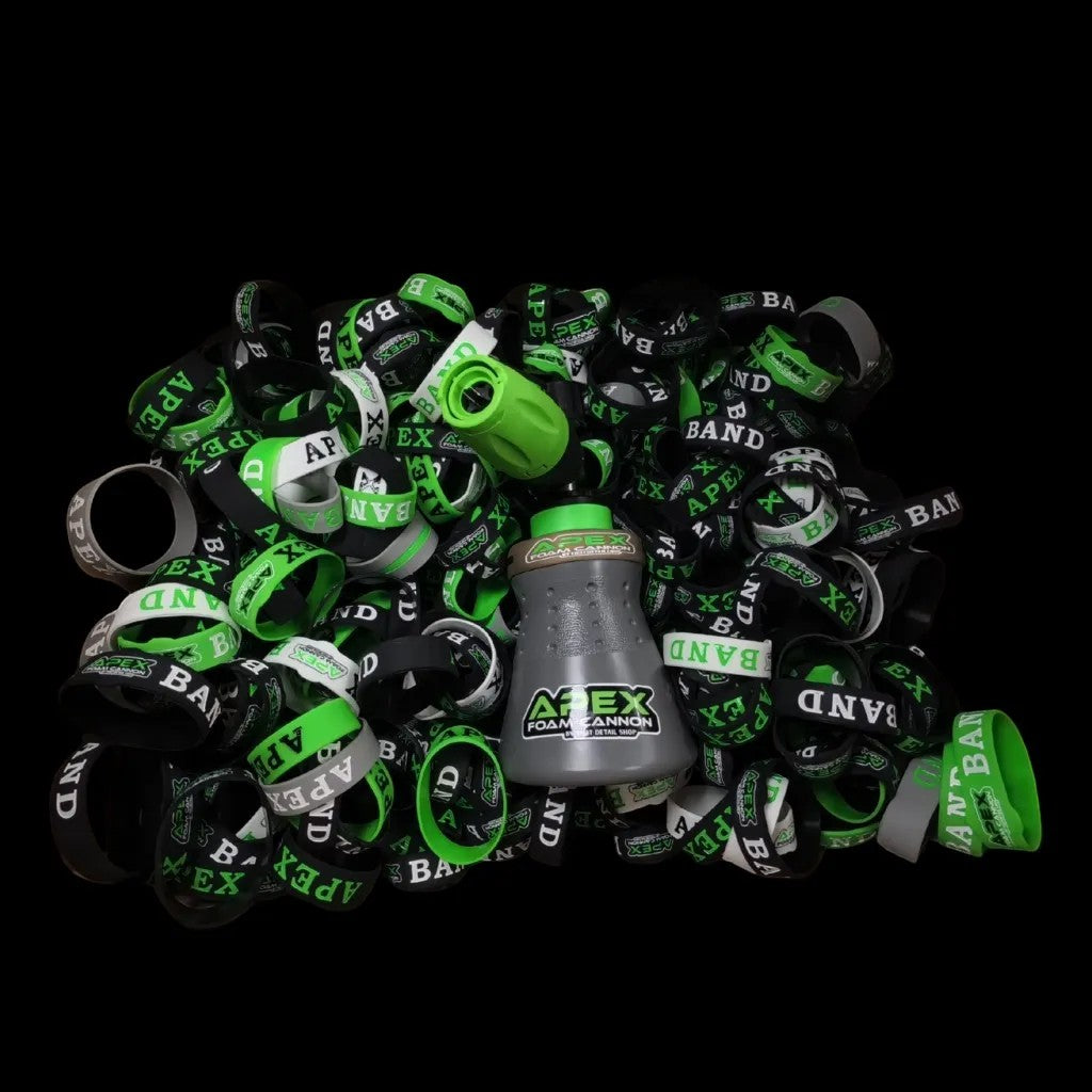 That Detail Shop Apex Foam Cannon with 1L bottle and green nozzle surrounded by ApexBand grips.