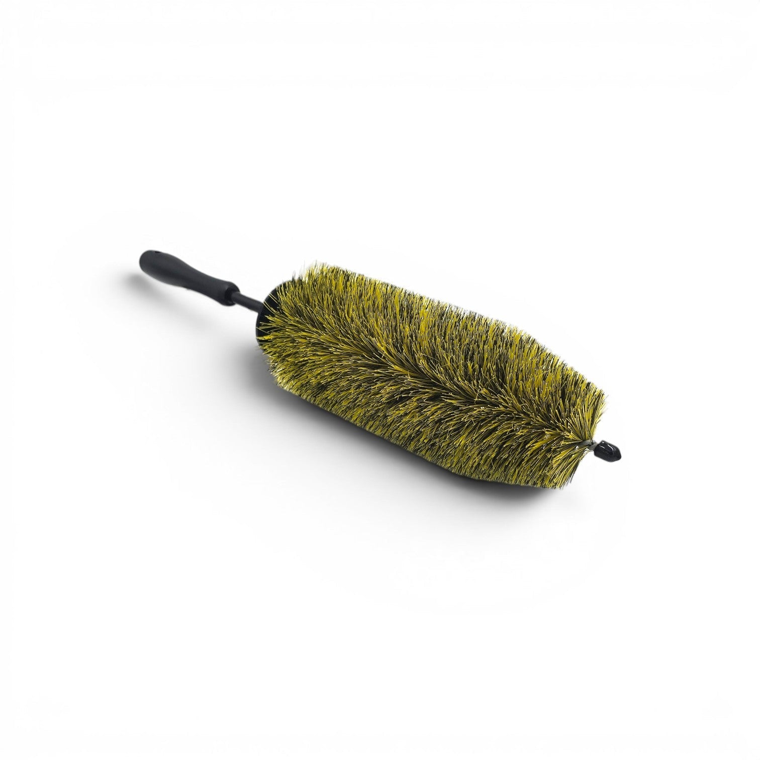 That Detail Shop yellow and black barrel brush for cleaning wheels and tires.