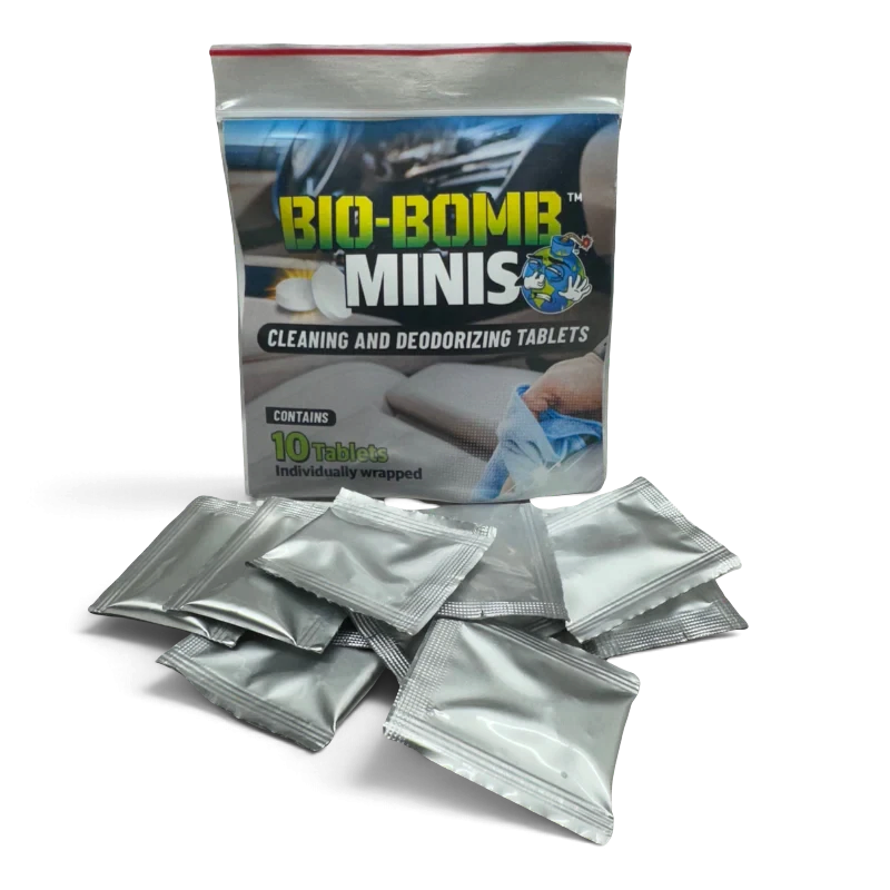 That Detail Shop Bio-Bomb Minis dissolvable cleaning and deodorizing tablets in individual silver foil packets