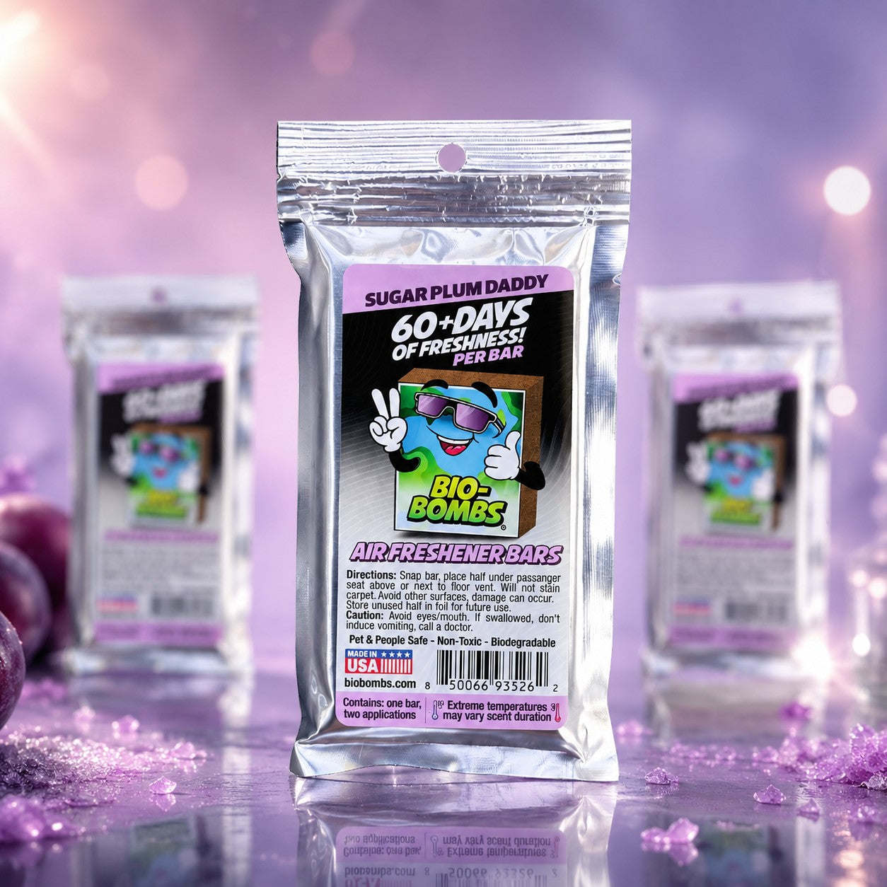 That Detail Shop Bio-Bombs Air Freshener Bars in Sugar Plum Daddy scent, 60+ days of freshness per bar.