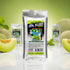 That Detail Shop Bio-Bombs Juicy Melons air freshener bar in silver packaging with a cartoon earth character giving peace signs.