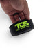 That Detail Shop TDS Welly black silicone bumper with lime green logo held in a hand for foam cannon protection