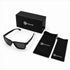 That Detail Shop polarized sunglasses in matte black with a branded box, soft storage bag, and lens cleaning cloth.