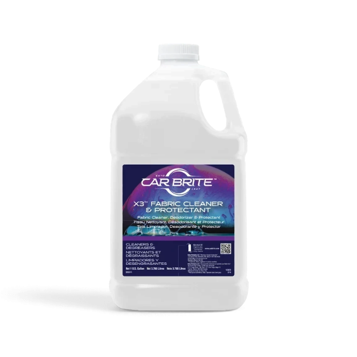 That Detail Shop Car Brite X3 fabric cleaner and protectant in a 1-gallon white plastic jug