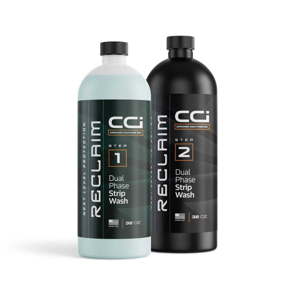 That Detail Shop CCI Reclaim two-step car wash kit featuring 32 oz low-pH and high-pH decontamination soap bottles.