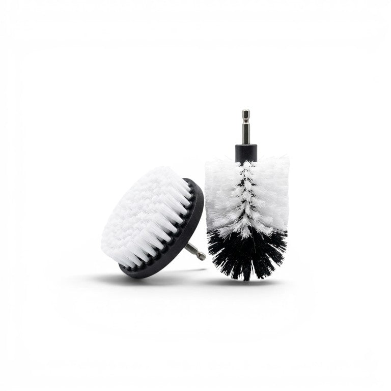 That Detail Shop TDS DBK Drill Brush Kit, white and black detailing brushes with metal attachments for drills.