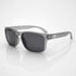 That Detail Shop Frost Gray polarized sunglasses with a square frame and subtle temple logo on a white background.