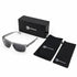 That Detail Shop Frost Gray polarized sunglasses with square frames, branded box, storage pouch, and cleaning cloth.