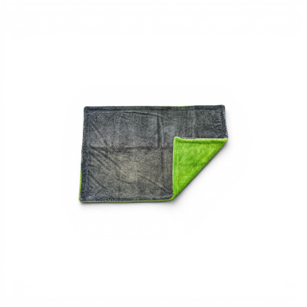 That Detail Shop TDS 1600 DT green microfiber drying towel, 20x30 inch, 1600 GSM dual twisted-loop weave for maximum absorption.
