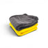 That Detail Shop TDS 1400 MF hybrid microfiber towel, grey twisted loop side over yellow waffle weave side.