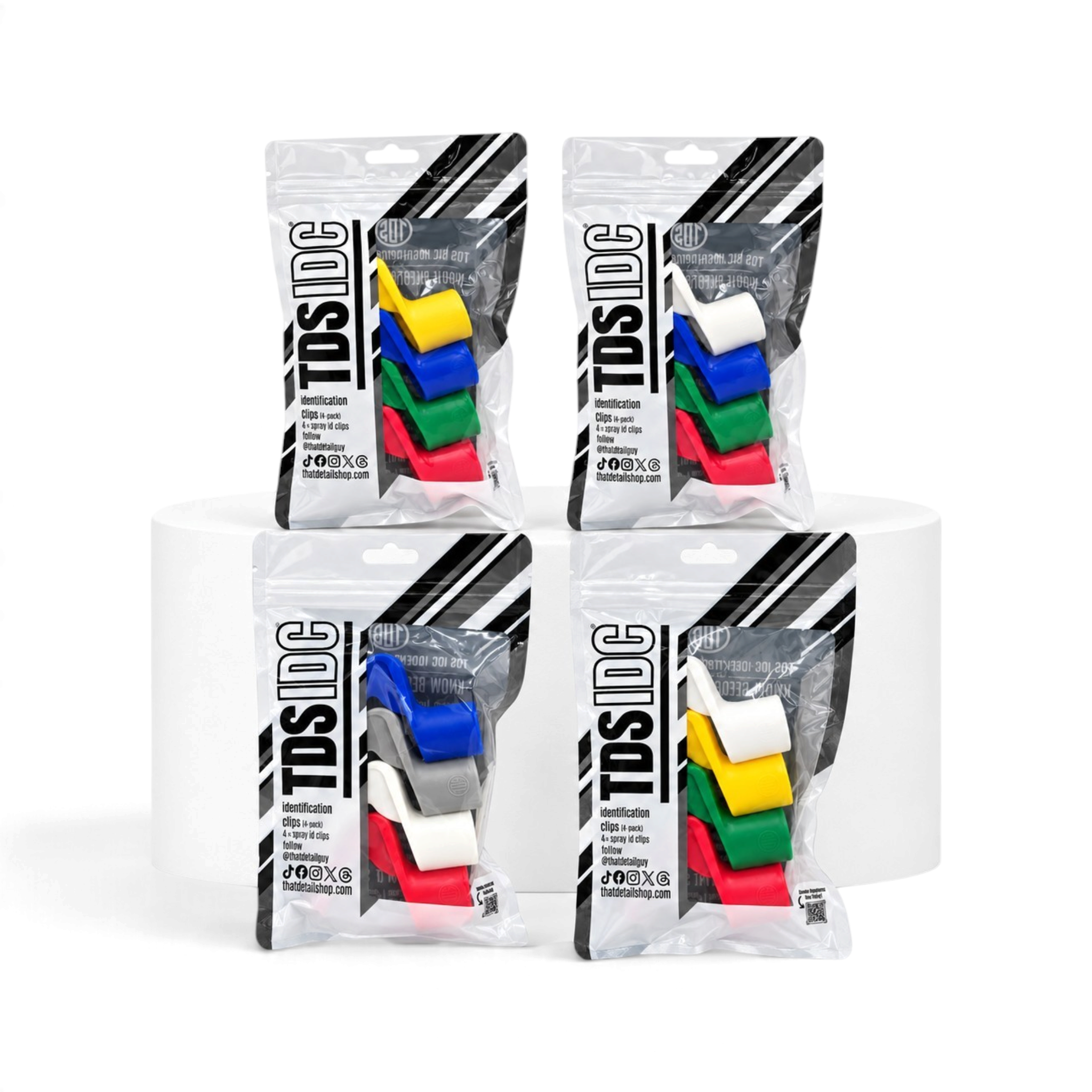 That Detail Shop TDS 360 IDC identification clips in various color-coded packs for organizing detailing spray bottles