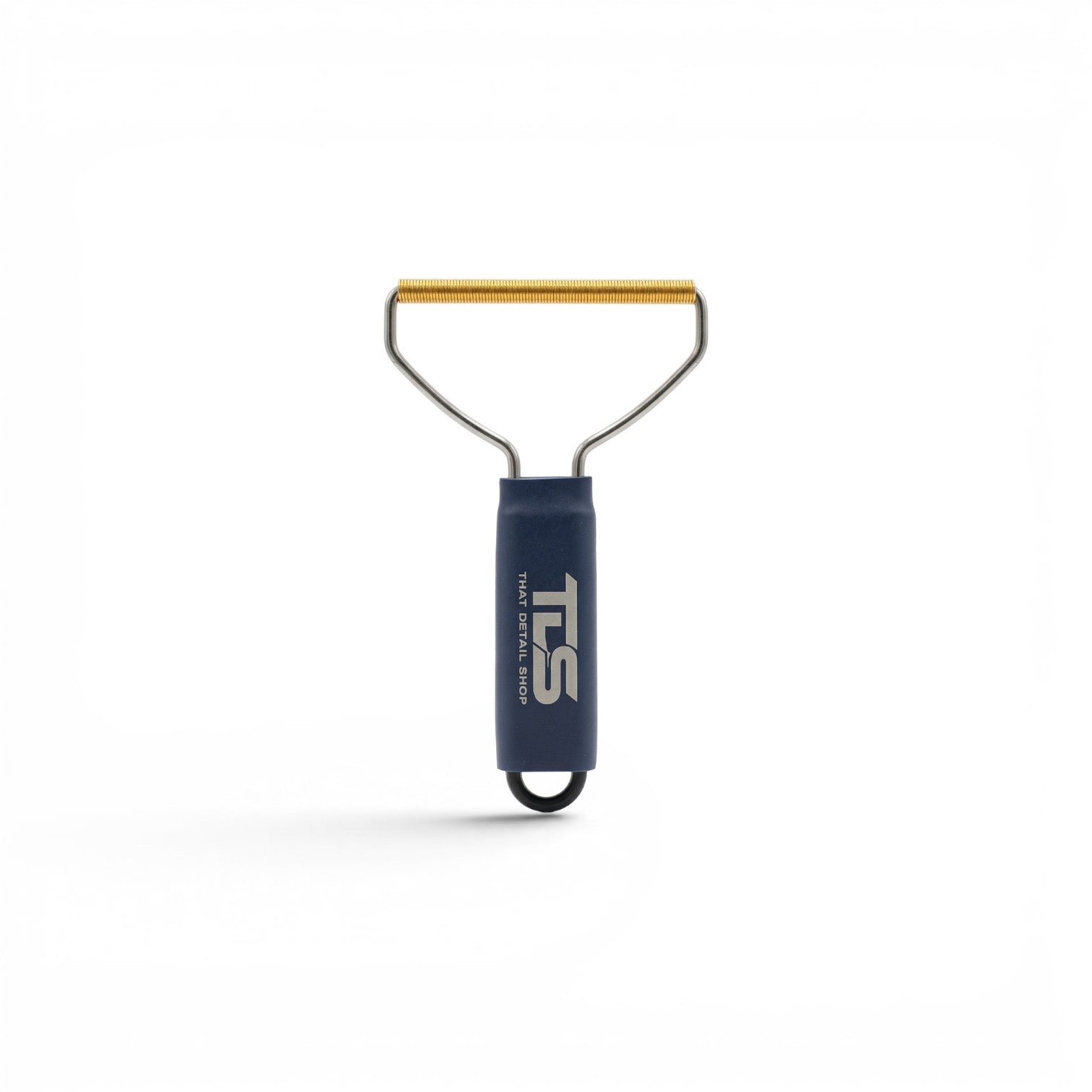 That Detail Shop blue pet hair rake with metal tines for removing embedded hair from carpet and upholstery.