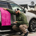 That Detail Shop pink and gray 1400 GSM microfiber car drying towel, 20x30 inches, edgeless design