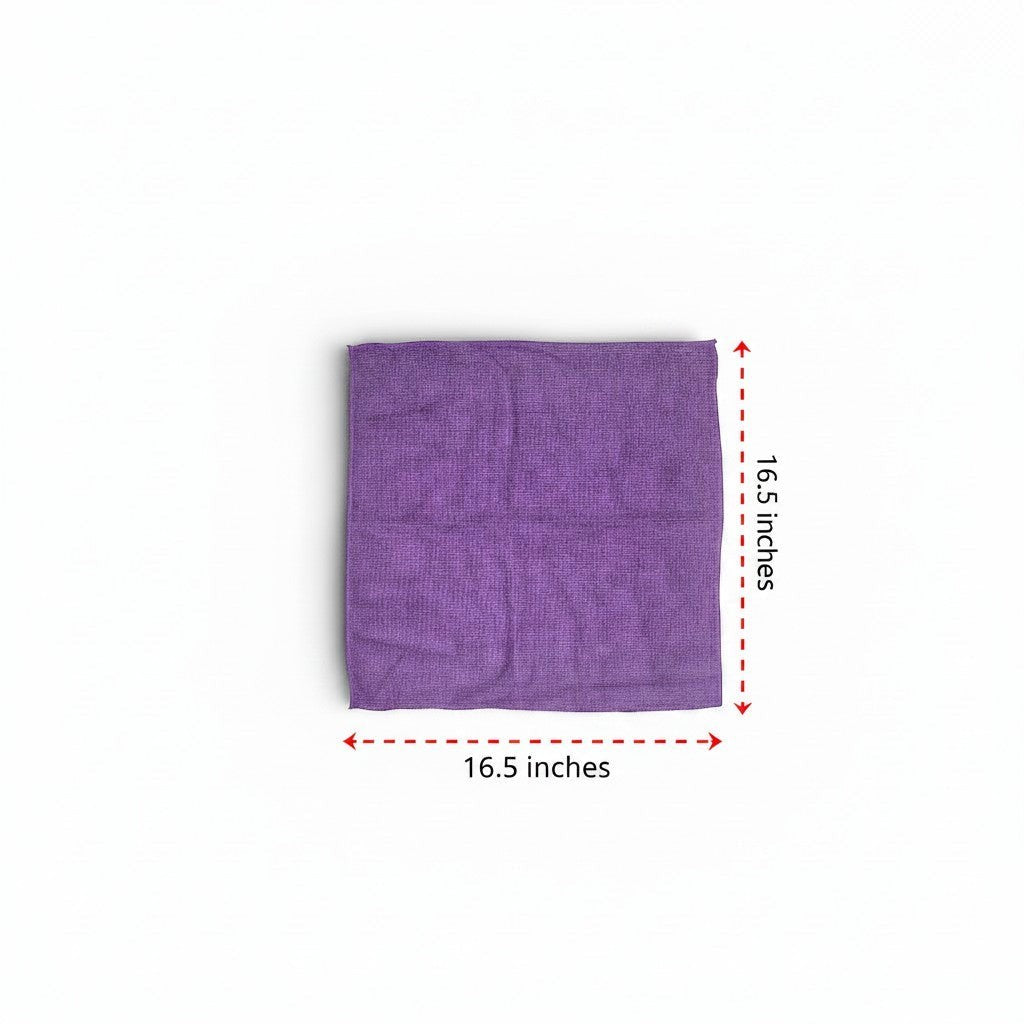 That Detail Shop purple microfiber utility towel, 260 GSM, 16x16 inches, stitched edges for car detailing.