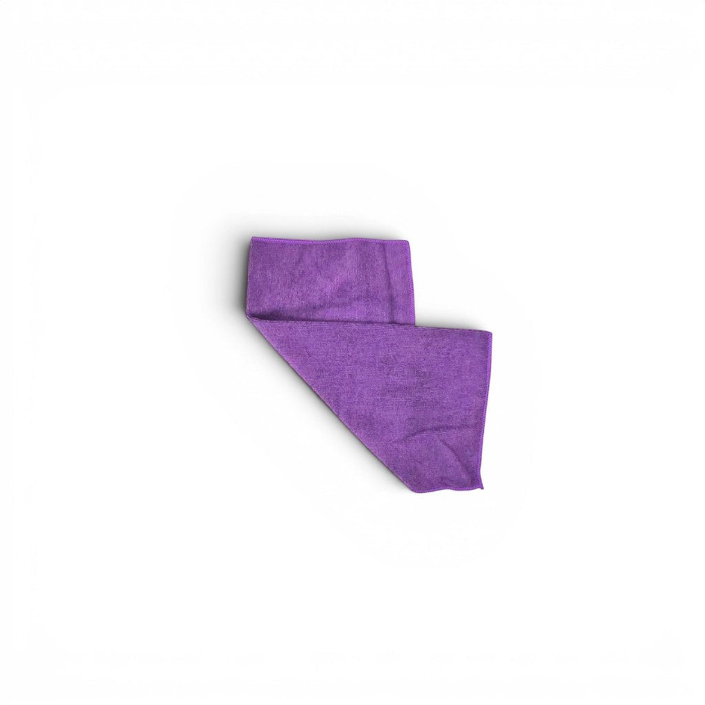 That Detail Shop purple microfiber utility towel, 260 GSM, 16x16 inch, stitched edges for car detailing.