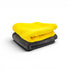 That Detail Shop TDS 1400 MF hybrid microfiber towel, yellow waffle weave top, grey twisted loop bottom. 14.5x14.5 inch.