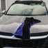 That Detail Shop TDS 1600 DT drying towel in purple and black microfiber on a wet car hood.