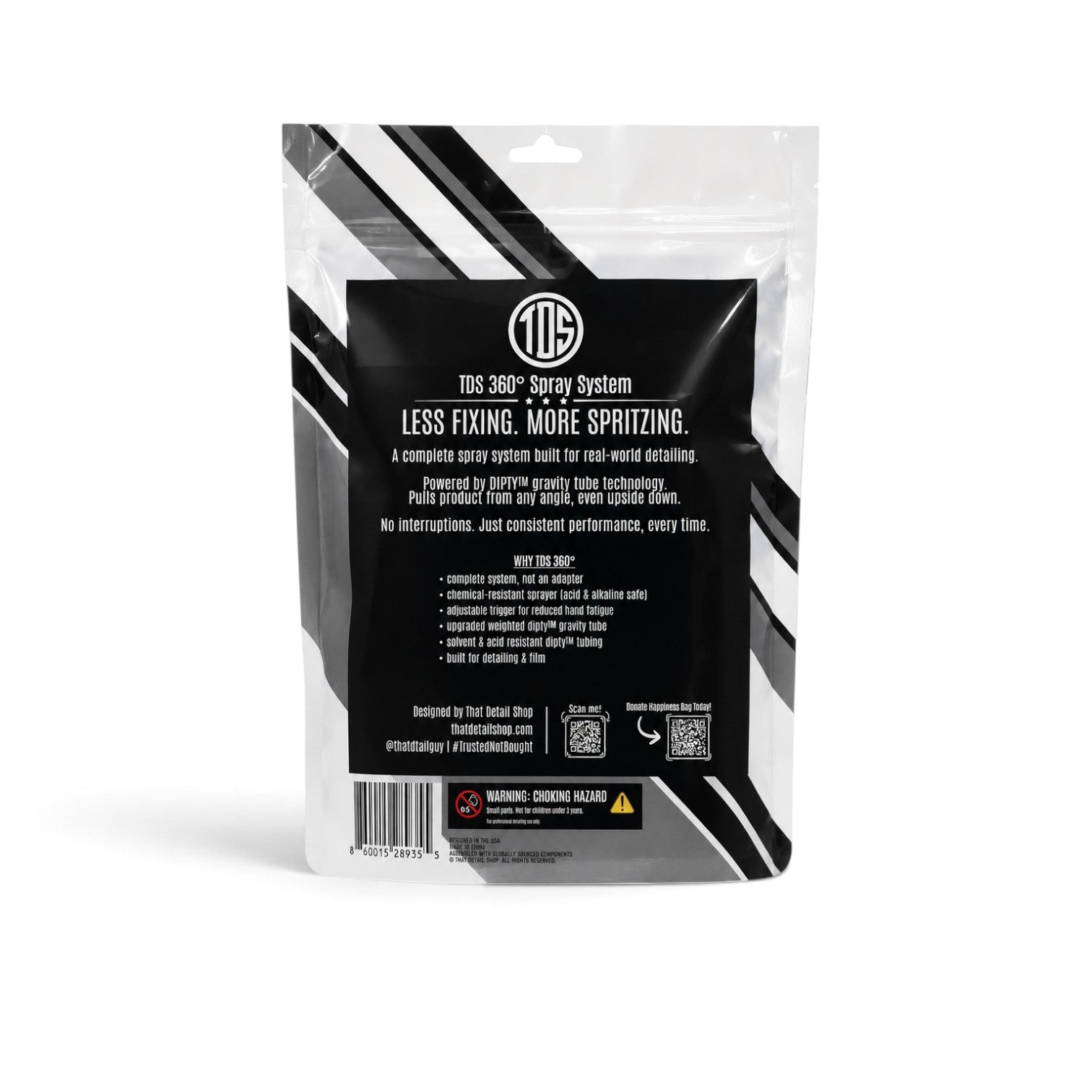 That Detail Shop TDS 360 spray system packaging featuring Dipty weighted gravity tube technology for detailing