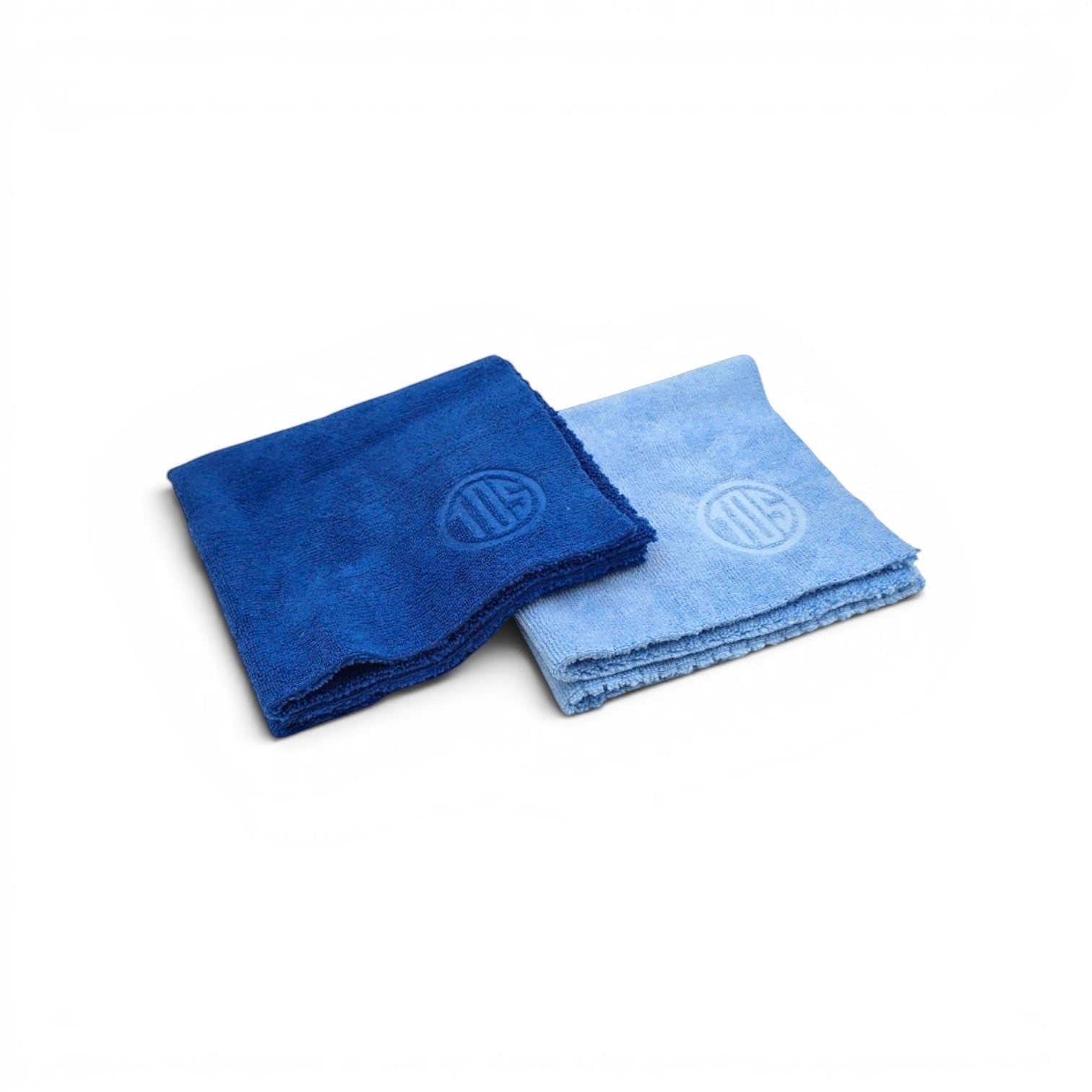 That Detail Shop TDS 400 UT plush wash mitts in blue and light blue, made of micro-chenille fibers with embossed logo.