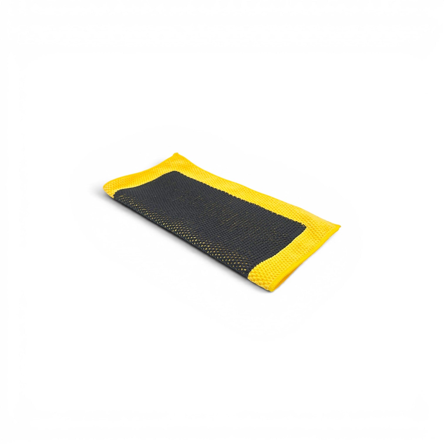 That Detail Shop TDS Clay Towel, 12x12 inch, yellow microfiber with black polymerized rubber surface for paint decontamination.