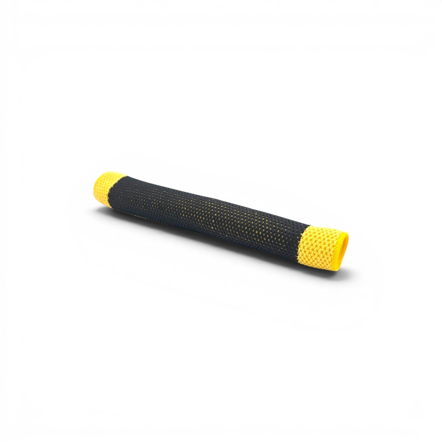 That Detail Shop TDS Clay Towel, a black microfiber towel with a yellow textured surface and yellow ends, used for car paint decontamination.