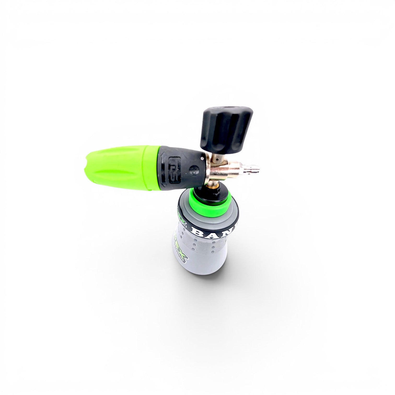 That Detail Shop TDS Foam Cannon Apex with green nozzle, black knob, and grey 1L bottle.