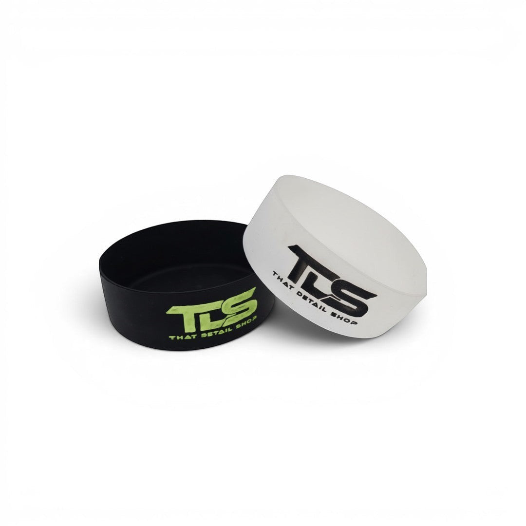 That Detail Shop TDS Welly silicone bumpers in black with lime logo and translucent with black logo for foam cannons